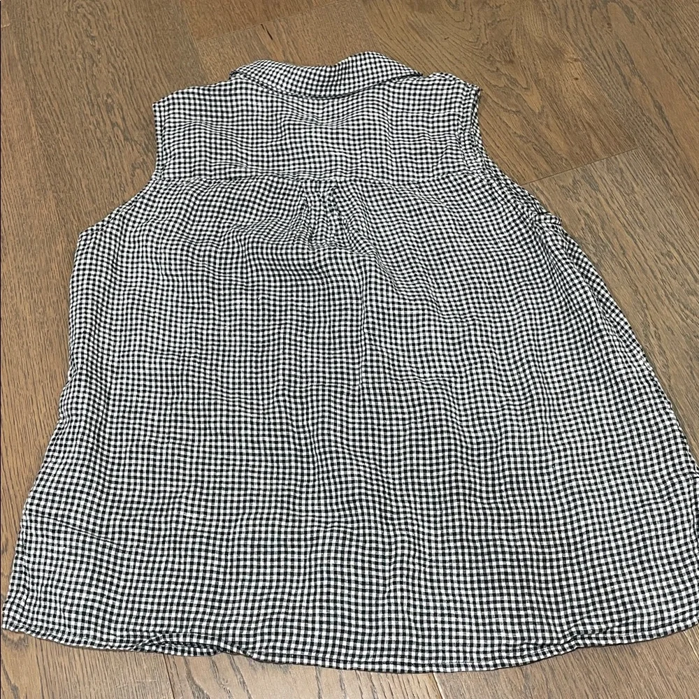 Eileen Fisher Black & White Gingham Sleeveless Top - Picture 2 of 3
